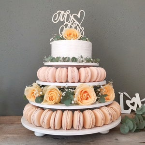 MACARON TOWER wood wedding WHITE 4-tiered, Macaron stand, wedding gift, cup cake stand, pastry shop, confectionery equipment, massive beech