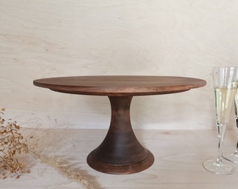CAKE STAND wood wedding brown extra large cake plate 18.0/17.0/15.5/14.0 inch  45,5/43,2/39,5/36,0 cm CALLA Espresso brown stained