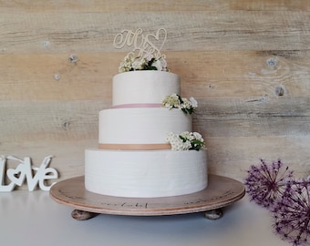 CAKESTAND wedding wood cake plate platter personalized 14.0/15.5/17.0/18.0 inch 36.0/39.5/43.2/45,5 cm, Massive Beech Nutmeg