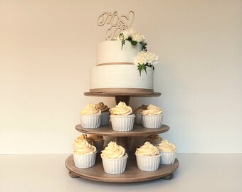 CAKESTAND TRAY 3-tiered wood wedding, dessert- muffin- cup cake- stand, tray, pastry shop confectionery equipment, massive wood beech Nutmeg