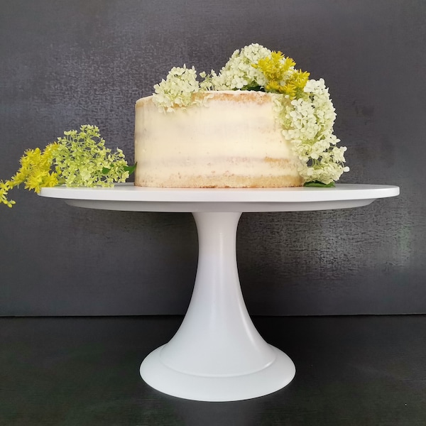 CAKE STAND wood wedding white extra large plate 18.0/17.0/15.5/14.0/11.5 inch  45,5/43,2/39,5/36,0/29,5 cm CALLA beech Transparent-White