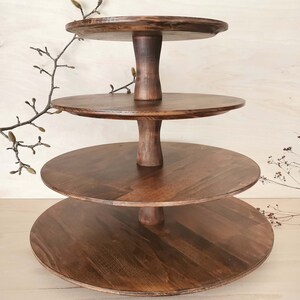 Porta Torta Alzata Rustica Per Cupcake A 3 Piani: Torre In Legno Per 50 Supporto Torte A 3 Piani - 9