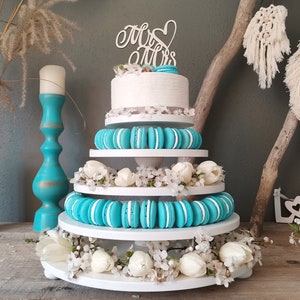 MACARON TOWER wood wedding WHITE 5-tiered, Macaron stand tray, cup cake stand, pastry shop, confectionery equipment, plywood-beech 0.5 inch