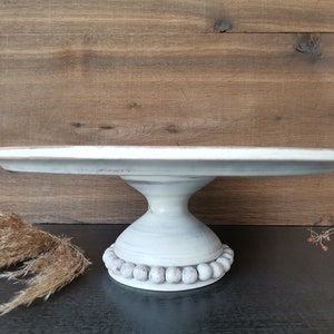 CAKESTAND wood wedding, cake platter, cake plate, Pastry shop, 17/15.5/10 inch 43,2/39,3/25,6 cm, LA PERLE Shabby white, beech wood massive image 1