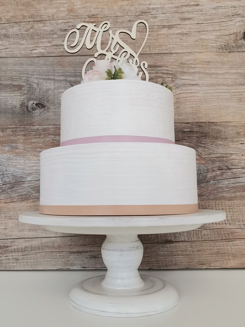 CAKE STAND wood white wedding, cake plate, 18/17/15.5/14/13/12 inch 45,7/43,2/39,2/36/33/30,7 cm CLASSIC Shabby White beech image 9