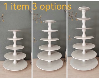 CAKE STAND TRAY variable 5- to 7-tiered, wood Shabby White, pastry shop, confectionery, dessert display, cup cake stand, beech, column typ B