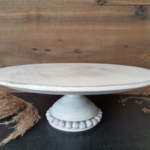 CAKESTAND wood wedding, cake platter, cake plate, Pastry shop, 17/15.5/10 inch 43,2/39,3/25,6 cm, LA PERLE Shabby white, beech wood massive image 6