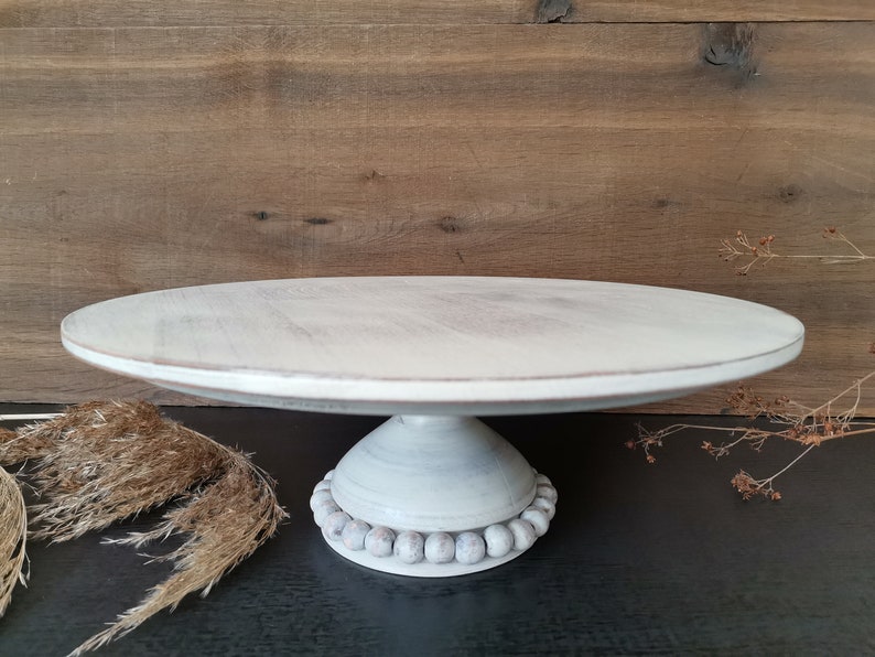 CAKESTAND wood wedding, cake platter, cake plate, Pastry shop, 17/15.5/10 inch 43,2/39,3/25,6 cm, LA PERLE Shabby white, beech wood massive image 6