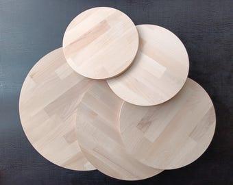 Beukenhouten plank, 18 mm dik, rond, houten dienblad/taartbord, geschuurd, onbehandeld, 25,6/30,7/33/36/39,5/43,2/45,5 cm (10/12/13/14/15,5/17/18 inch)