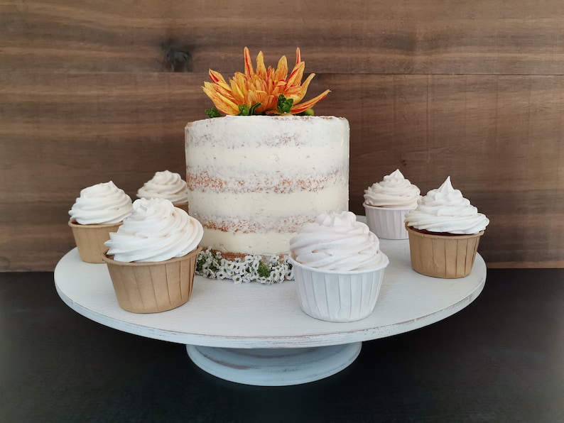 CAKE STAND wood white wedding, cake plate, 18/17/15.5/14/13/12 inch 45,7/43,2/39,2/36/33/30,7 cm CLASSIC Shabby White beech image 7