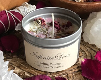 Self Love Ritual Candle, Rose Quartz & Lavender, 4oz Soy Candle