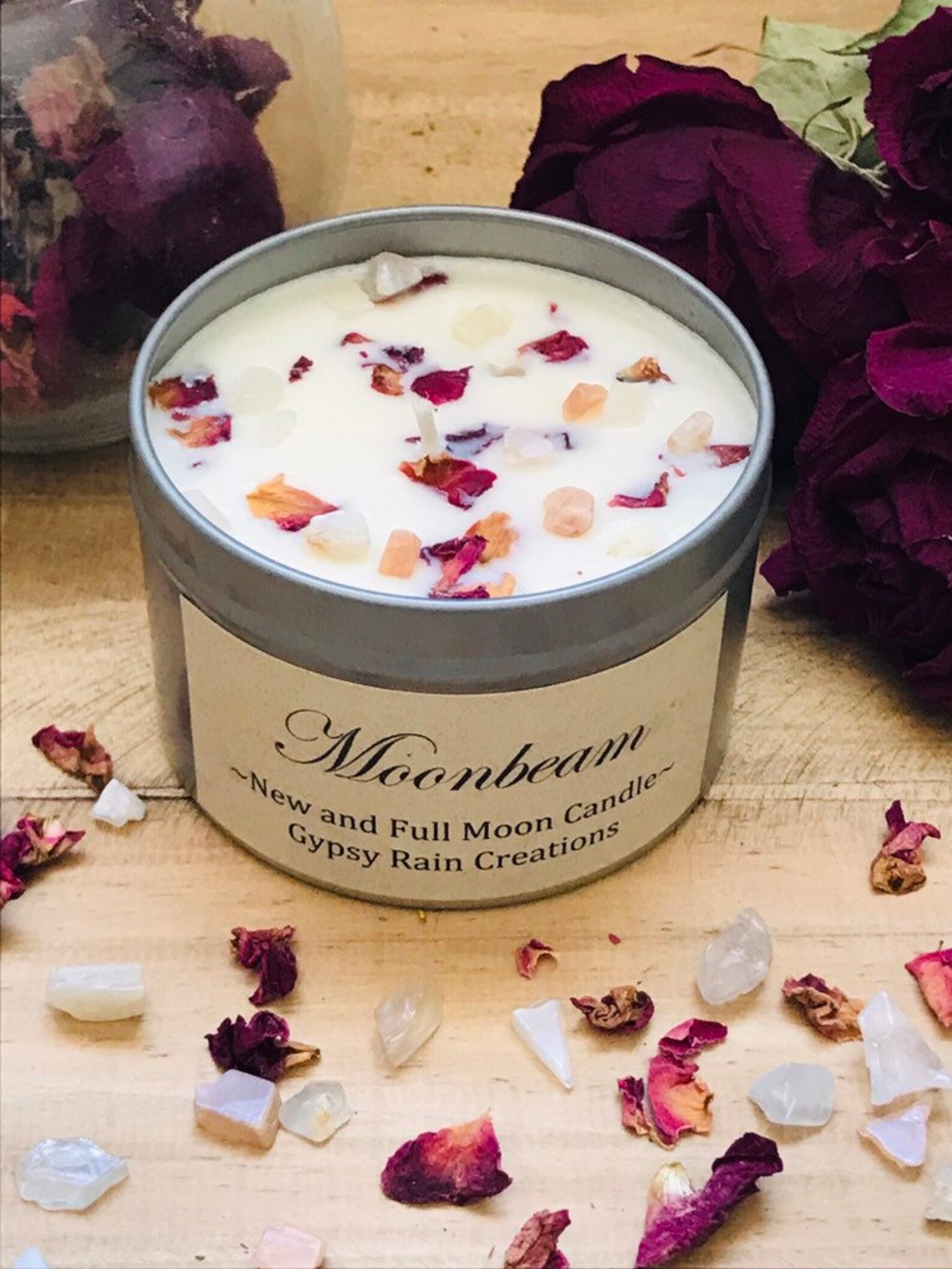 Moonbeam Essential Oil Candle New Moon Full Moon Crystal Etsy