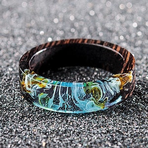 Wood resin band Handmade resin wood ring for women and for men