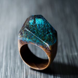 Resin Wood Ring Women - Exotic Wood Ring with Resin Makes Beautiful 5th Anniversary Gift Wood or Nature Ring for Women