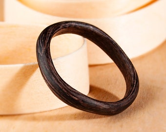 Black ring band Matte black wooden ring Wavy Twig Ring 5th anniversary gift