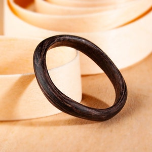 Black ring band Matte black wooden ring Wavy Twig Ring 5th anniversary gift
