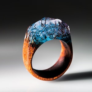 5th Anniversary Wood Gift for Wife - Wood Resin Ring for Women