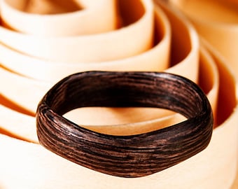 Unique Wavy Wood Ring for Men: Handcrafted Mens Wood Wedding Band, Perfect 5th Anniversary Gift Selections.