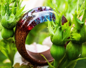 Wood Ring for Women - Cool Resin and Wood Ring Makes Stunning 5th Anniversary Wood Gift for Wife