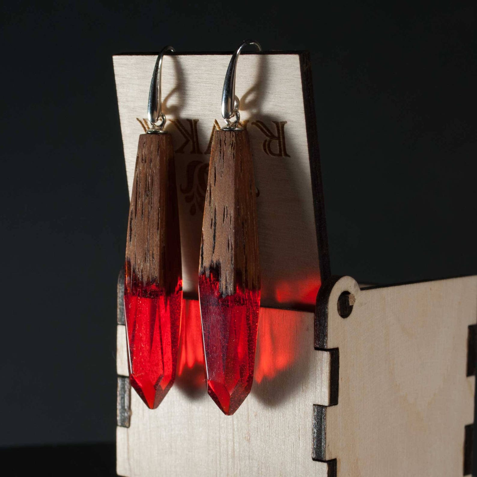 wood and resin earrings
