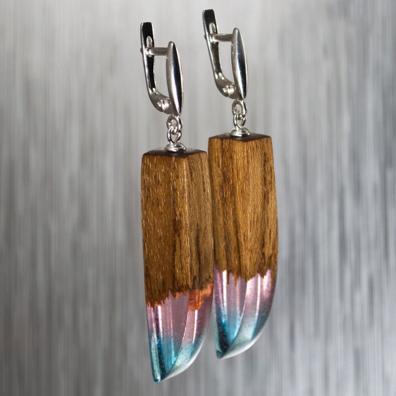 wood and resin earrings