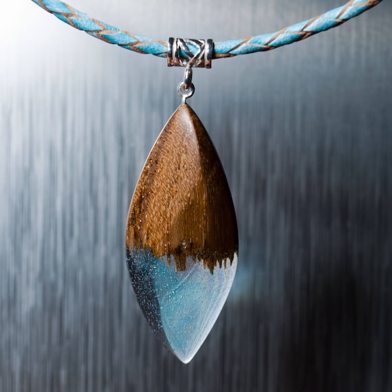 pendant epoxy wood necklace