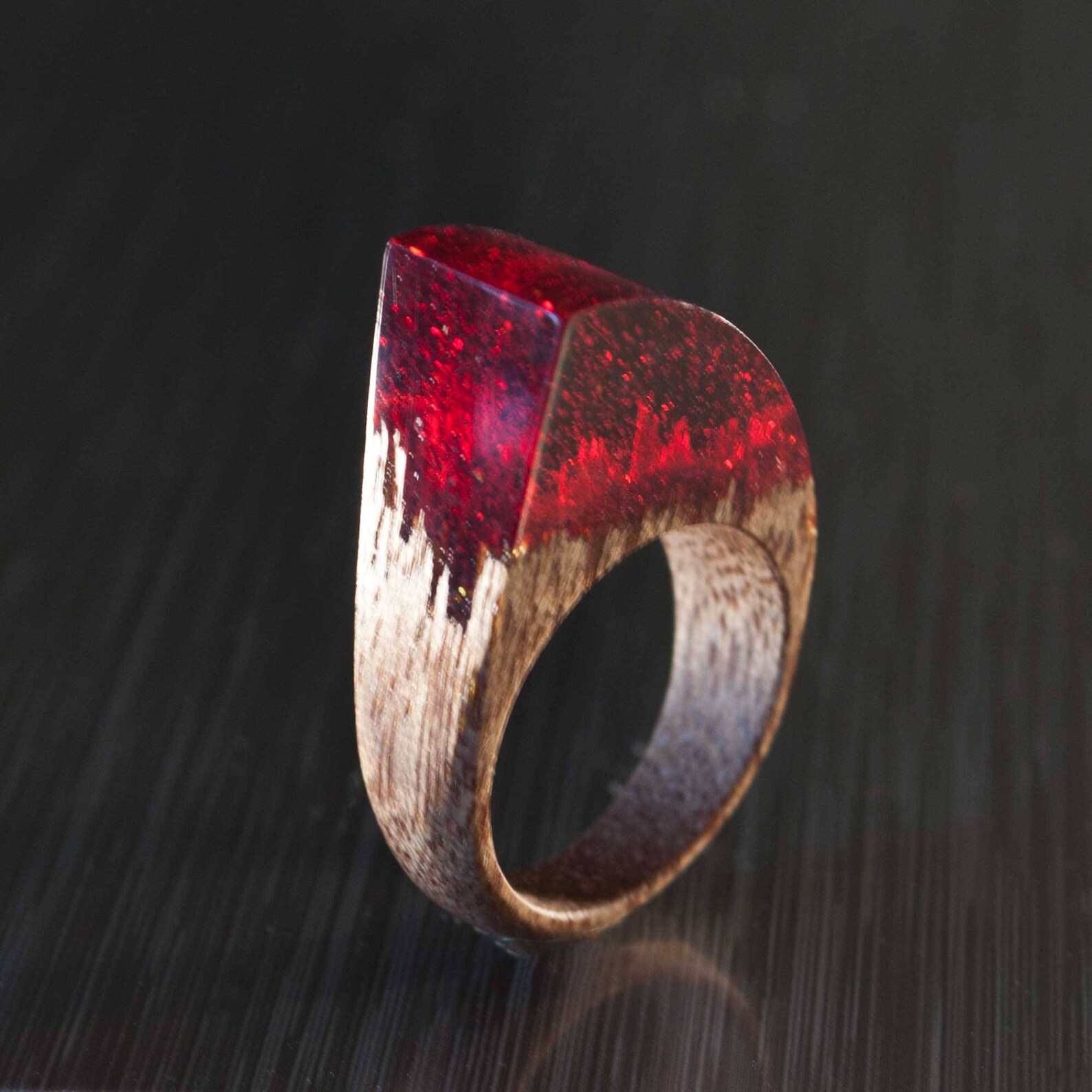 Wooden Ring With Resin on Top Resin Jewelry Unique Holiday Etsy