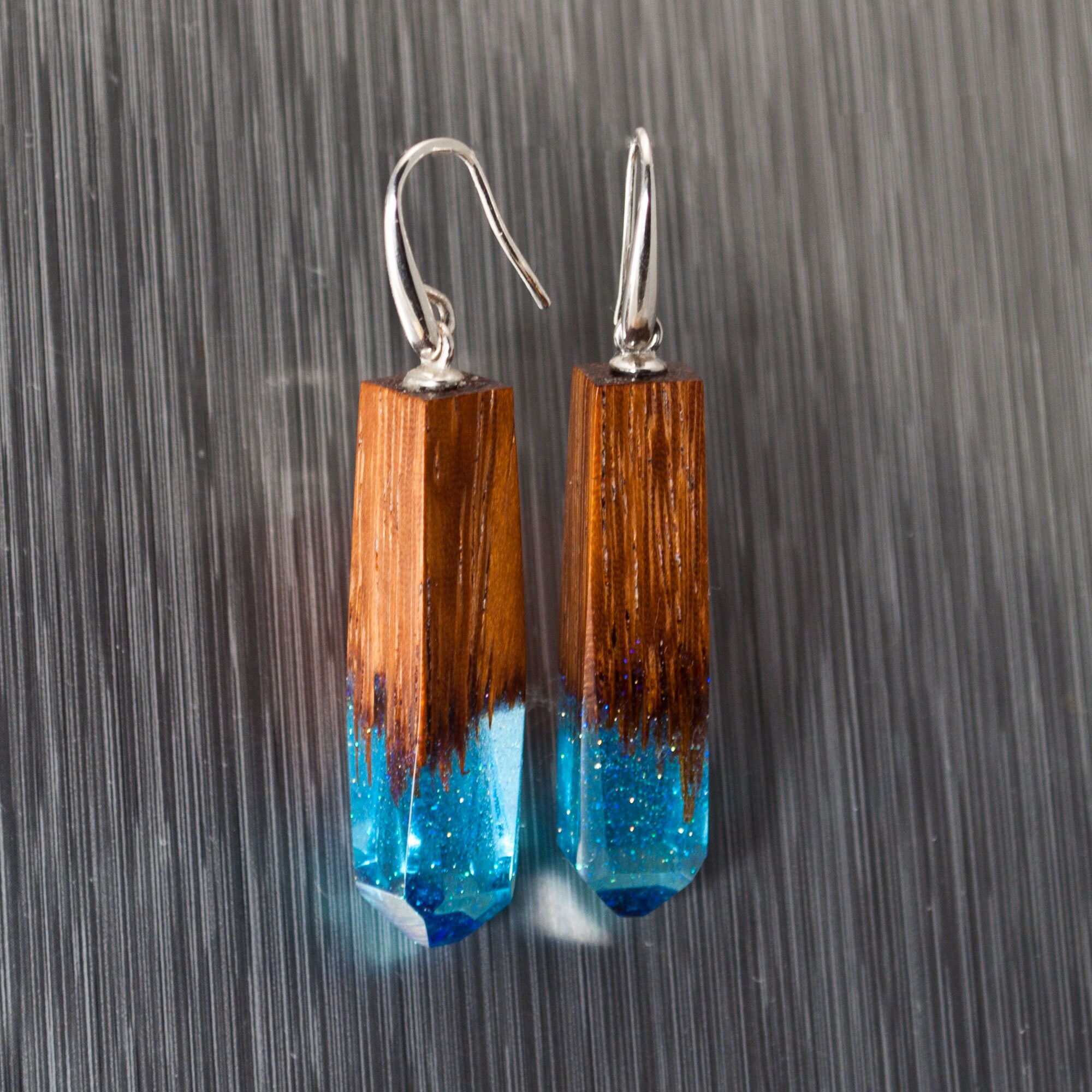 wood and resin earrings