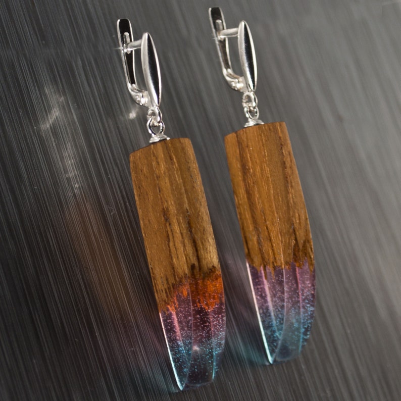 wood and resin earrings