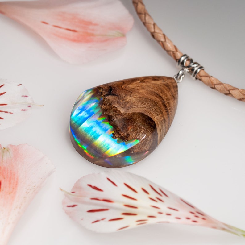 Wood Resin Necklace Girlfriend birthday gift for her ...