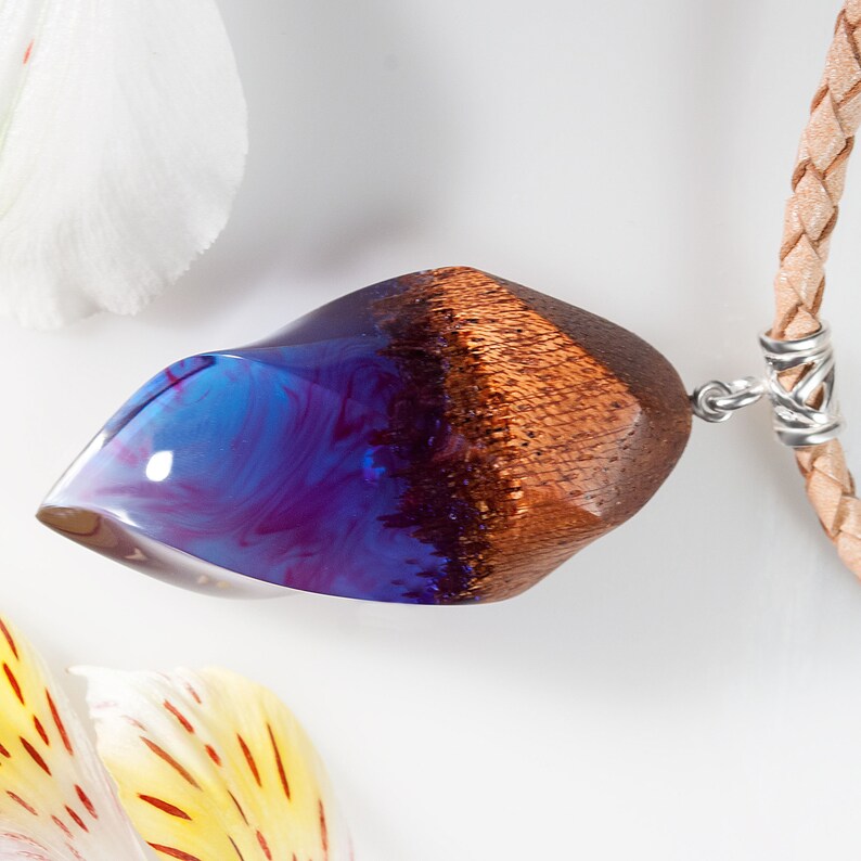 Resin Art Jewelry Wood Resin Necklace Pendant for Women 5th Etsy