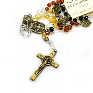Sint-Benedictus bronzen rozenkrans, Sint-Benedictus rozenkrans ketting, Italiaanse kristallen rozenkrans, Sint-Benedictus medaille, Kwade bescherming, Medalla de San Benito