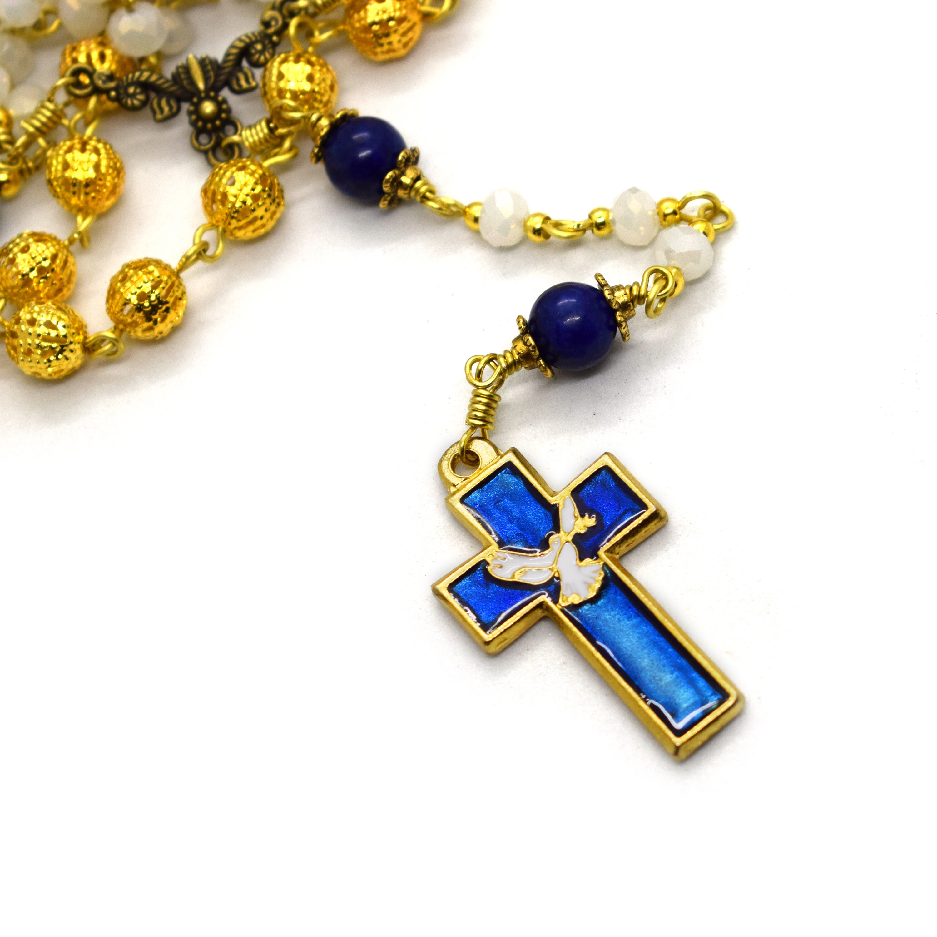 Holy Spirit Unbreakable Rosary Italian Rosary beads in blue Etsy
