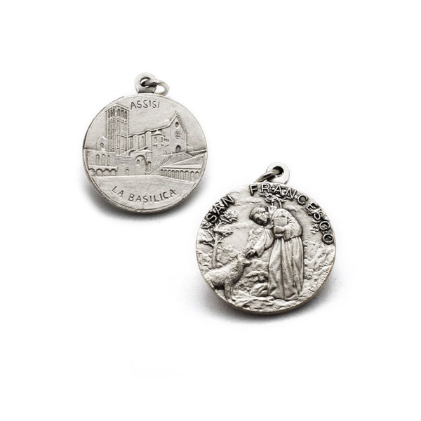 Saint François d'Assise et le loup, Basilique Saint-François, Médaille franciscaine italienne, Cadeau catholique, Collier de protection de haute qualité