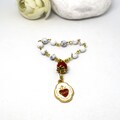 Sacred Heart Rosary: Murano Glass & Howlite, Handmade Italian Prayer Beads