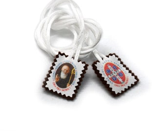 Saint Benedict Felt Scapular: Traditional Catholic Necklace