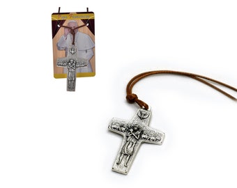 Pope Francis pectoral cross cord necklace, Pope Francis Good Shepherd cross, Italian pendant
