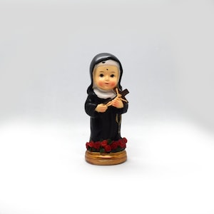 Saint Rita resin statue, St. Rita of Cascia mini statue, Italian Pocket Statue, Miniature Desk Statue, Catholic gift