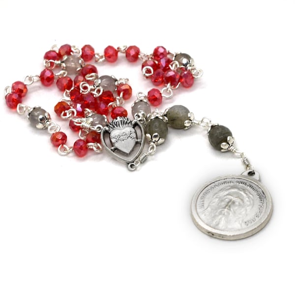 Holy Face of Jesus Chaplet, Chaplet of the Holy face, Crystal rosary, Gemstone rosary, Confirmation. Faith gift, Italian Unbreakable Rosary