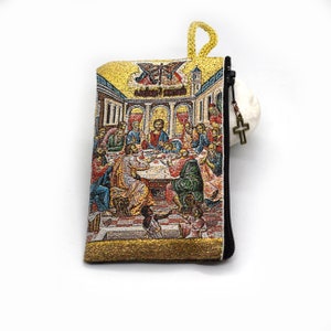 Bolsa do Rosário da Última Ceia, carteira de Jesus Cristo e Apóstolos, estojo para rosário Icon Tapestry, porta-moedas de Jesus, presente católico