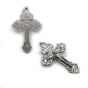 Crucifijo del Perdón, Cruz de Jesús, Crucifijo de Indulgencia, Cruz rosario de doble cara fabricada en Italia, Colgante de cruz de alta calidad