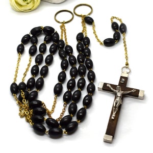 Handmade Large Waist Rosary for Nun/Monk • 5 Decade Catholic Rosary • Dark Wood Beads & Metal Crucifix • Italian Belt Rosary