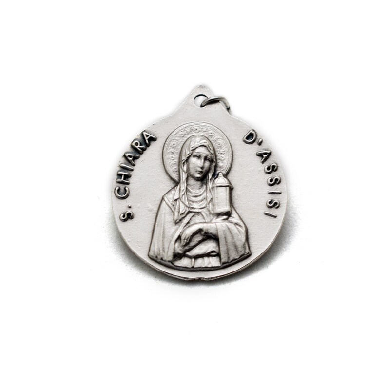 St Francis & St Clare of Assisi Medal – Oxidized Silver Italian Pendant ...