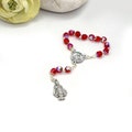 Infant Jesus of Prague Chaplet: Red Crystal Pocket Rosary, Italian Prayer Beads