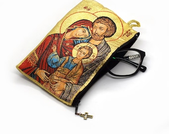 Holy Family Tapestry Rosary Pouch: Catholic Gift