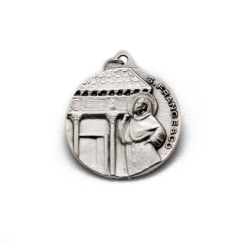 St Francis & St Clare of Assisi Medal – Oxidized Silver Italian Pendant ...