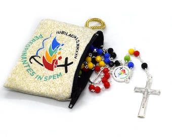 Pilgrims&#39; Jubilee Rosary: Italian Crystal Beads, Anchor Pater - Catholic Gift