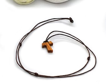 Collana con croce Tau in legno d'ulivo: ciondolo di San Francesco, regalo cristiano