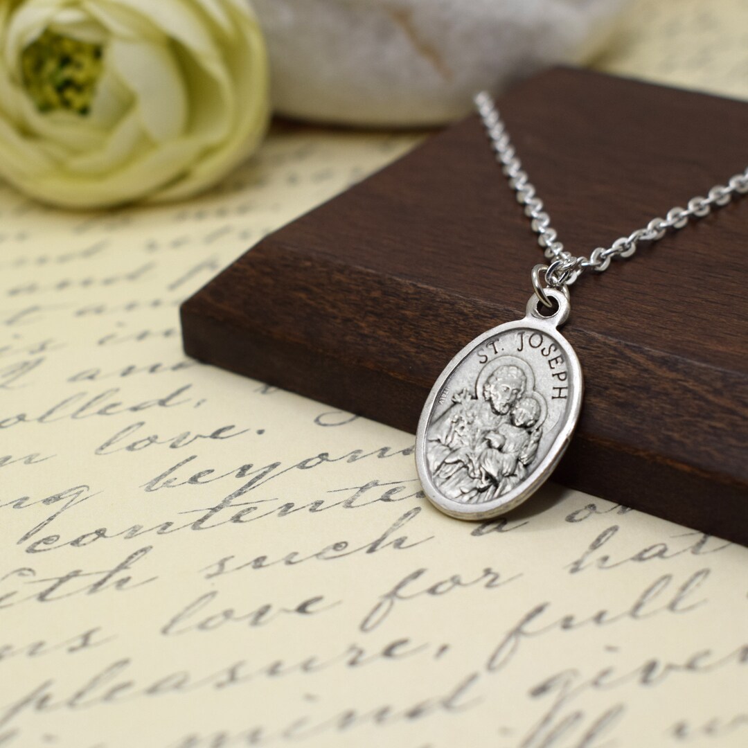 St. Joseph Medal Necklace Saint Joseph Necklace Patron Saint Necklace
