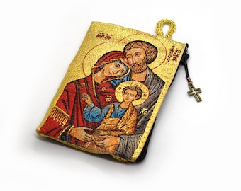 Holy Family Tapestry Rosary Pouch: Catholic Gift